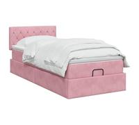 vidaXL Lit Ottoman avec Matelas Rose 100 x 200 cm Velours