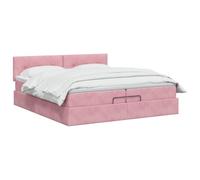 vidaXL Lit Ottoman avec Matelas Rose 200 x 200 cm Velours, Lit Ottomane Moderne, Mobilier Luxe Contemporain, Matelas Mousse Ajustable pour Confort Ultime