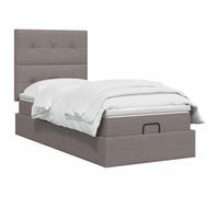 vidaXL Lit Ottoman avec Matelas Taupe 100 x 200 cm Tissu