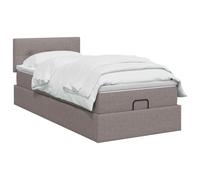 vidaXL Lit Ottoman avec Matelas Taupe 90 x 200 cm Tissu