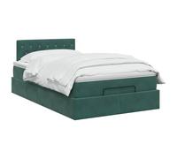 vidaXL Lit Ottoman avec Matelas Vert foncé 120 x 200 cm Velours, Lit Ottomane Moderne, Mobilier Luxe Contemporain, Matelas Mousse Ajustable pour Confort Ultime