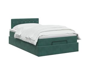 vidaXL Lit Ottoman avec Matelas Vert foncé 120 x 200 cm Velours, Lit Ottomane Moderne, Mobilier Luxe Contemporain, Matelas Mousse Ajustable pour Confort Ultime