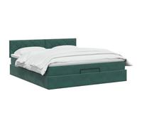 vidaXL Lit Ottoman avec Matelas Vert foncé 140 x 200 cm Velours, Lit Ottomane Moderne, Mobilier Luxe Contemporain, Matelas Mousse Ajustable pour Confort Ultime