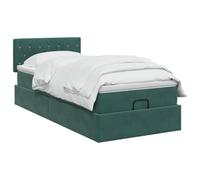 vidaXL Lit Ottoman avec Matelas Vert foncé 90 x 190 cm Velours, Lit Ottomane Moderne, Mobilier Luxe Contemporain, Matelas Mousse Ajustable pour Confort Ultime