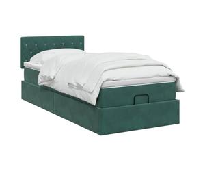 vidaXL Lit Ottoman avec Matelas Vert foncé 90 x 200 cm Velours, Lit Ottomane Moderne, Mobilier Luxe Contemporain, Matelas Mousse Ajustable pour Confort Ultime