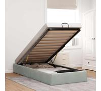 vidaXL lit ottoman sans matelas, gris clair, 100 x 200 cm, en velours, cadre avec espace de rangement