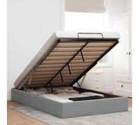 vidaXL Lit ottoman sans matelas, gris clair, 120 x 200 cm, en tissu, cadre de lit avec espace de rangement, lit rembourré, cadre de lit avec espace de rangement