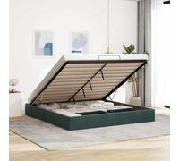 vidaXL lit ottoman sans matelas, vert foncé, 180 x 200 cm, en velours, cadre avec espace de rangement