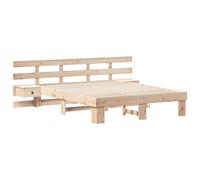 vidaXL Lit Plateforme 150 x 200 cm en Bois de pin Massif avec des Tables de Chevet intégrées, sans sommier. Mobilier Moderne, Facile à Entretenir. Tête de lit Murale, Assemblage avec Un Tournevis sur