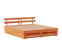 vidaXL Lit Plateforme 180 x 200 cm en Bois de pin Massif Marron ciré. Il a Deux tiroirs Modernes au Design Minimaliste. Idéal pour ta Chambre, il supporte jusqu'à 110 kg et l'assemblage est Super fac