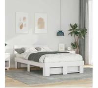 vidaXL Lit plateforme avec un grand dosseret blanc en bois de pin massif. Taille 140 x 190 cm 872489