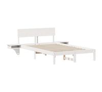 vidaXL Lit Plateforme Blanc 120 x 200 cm en pin Massif avec tête de lit intégrée et Tables de Chevet. Style Moderne, Montage Facile, sans sommier, pour l'intérieur, Ensemble de Meubles de Chambre à c