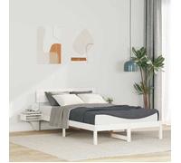 vidaXL Lit plateforme blanc 140 x 190 cm en bois de pin massif, avec tête de lit intégrée et tables de chevet au design 873452