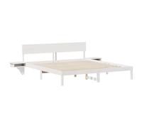 vidaXL Lit Plateforme Blanc 180 x 200 cm en pin Massif avec tête de lit intégrée et Tables de Chevet, Super Facile à Monter, pour des Chambres Modernes, Design Solide et Durable, Pas Besoin de sommie