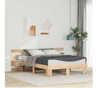 vidaXL Lit plateforme en bois de pin massif, 120 x 200 cm, sans sommier. Il a deux tables de nuit intégrées 3385691