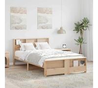 vidaXL Lit Plateforme en Bois de pin Naturel, 120 x 200 cm, Couleur Marron, au Design Durable. Pratique avec Beaucoup de Rangement, Montage Facile et Finition Vernie Mate. Idéal pour des Chambres Mod