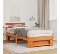 vidaXL Lit Plateforme marron ciré 90 x 190 cm en bois de pin massif. Durable, facile à monter, pas besoin de boxspring. 872508