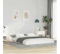 vidaXL Lit plateforme moderne en pin massif blanc 160 x 200 cm, pas besoin de sommier, style simple, construction solide, 873308