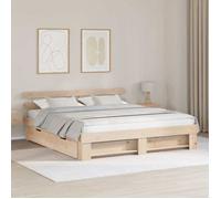 vidaXL Lit plateforme Naturel 200 x cm en bois de pin massif. Design moderne. Marron. Avec un grand espace de rangement. 3382262