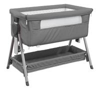 vidaXL Lit pour bébé avec matelas Gris foncé Tissu de lin