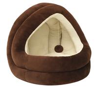 Lit pour Chat 40x40x35 cm Marron et Crème Panier Corbeille Couchage