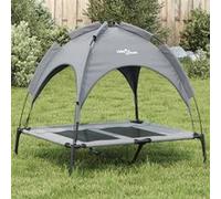 vidaXL Lit pour chien avec auvent anthracite tissu Oxford et acier, canapé pour chien, canapés pour chien, chaise pour chien 172594 Gris G