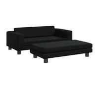 vidaXL Lit pour Chien avec Extension, Canapé pour Animaux de Compagnie avec Cadre en Bois, Panier pour Chiots Maison Intérieur, Noir 100X50X30 cm Similicuir