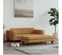 Lit pour Chien avec Extension, Canapé pour Animaux de Compagnie avec Cadre en Bois, Panier pour Chiots Maison Intérieur, Marron 100X50X30 cm Velours
