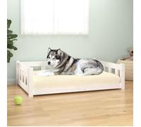 Lit pour Chien, Canapé Rectangulaire pour Animaux, Lit Surélevé pour Chien Salon Intérieur, Blanc 105,5x75,5x28 cm Bois de Pin Solide