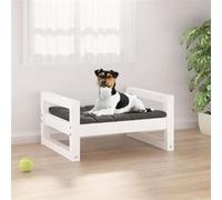 vidaXL Lit pour chien Blanc 55,5x45,5x28 cm Bois de pin solide 821468 Blanc G