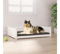 vidaXL Lit pour chien Blanc 95,5x65,5x28 cm Bois de pin solide 821458 Blanc G