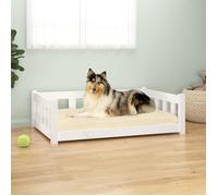 vidaXL Lit pour chien blanc 95,5x65,5x28 cm bois de pin solide 833256