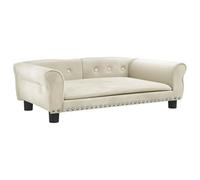 vidaXL Lit pour Chien, Canapé pour Animaux de Compagnie avec Cadre en Bois, Panier pour Chiots Maison Intérieur, Crème 95x55x30 cm Velours