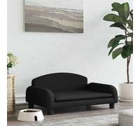 vidaXL Lit pour Chien, Canapé pour Animaux de Compagnie avec Cadre en Bois, Panier pour Chiots Maison Intérieur, Noir 70x45x30 cm Tissu