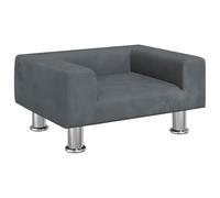 vidaXL Lit pour Chien, Canapé pour Animaux de Compagnie avec Cadre en Bois, Panier pour Chiots Maison Intérieur, Gris Foncé 50x40x26,5 cm Velours