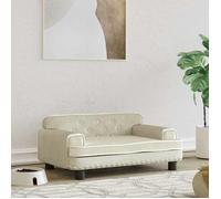 vidaXL Lit pour Chien, Canapé pour Animaux de Compagnie avec Cadre en Bois, Panier pour Chiots Maison Intérieur, Crème 171888