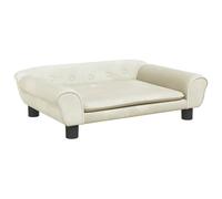 vidaXL Lit pour chien Canapé avec cadre en bois Velours Crème 70x48x22 cm