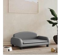 vidaXL Lit pour chien 171968 – Canapé en similicuir avec cadre bois 70x45x30 cm Gris