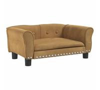 vidaXL Lit pour Chien, Canapé pour Animaux de Compagnie avec Cadre en Bois, Panier pour Chiots Maison Intérieur, Marron 70x45x30 cm Velours