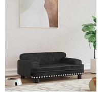 Lit pour Chien, Canapé pour Animaux de Compagnie avec Cadre en Bois, Panier pour Chiots Maison Intérieur, Noir 171886