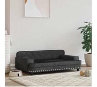 vidaXL Lit pour chien canapé avec cadre en bois velours 90x53x30 cm Noir 171872