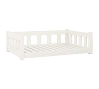vidaXL Lit pour Chien, Canapé Rectangulaire pour Animaux, Lit Surélevé pour Chien Salon Intérieur, Blanc 95,5x65,5x28 cm Bois de Pin Solide Blanc