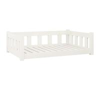 vidaXL Lit pour Chien, Canapé Rectangulaire pour Animaux, Lit Surélevé pour Chien Salon Intérieur, Blanc 95,5x65,5x28 cm Bois de Pin Solide Blanc