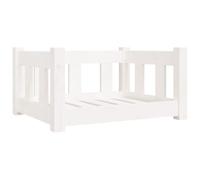 vidaXL Lit pour Chien, Canapé Rectangulaire pour Animaux, Lit Surélevé pour Chien Salon Intérieur, Blanc 55,5x45,5x28 cm Bois de Pin Solide