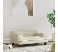 Lit pour Chien, Canapé pour Animaux de Compagnie avec Cadre en Bois, Panier pour Chiots Maison Intérieur, Crème 171888