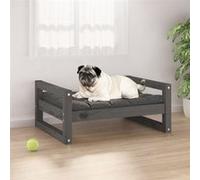 vidaXL Lit pour chien Gris 65,5x50,5x28 cm - Bois de pin solide gris G