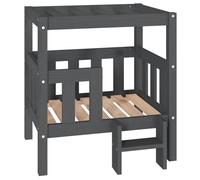vidaXL Lit pour Chien Gris 65,5x50,5x70 cm Bois de Pin Solide Couchage Chiot