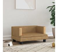 vidaXL Lit pour chien 171911 Canapé cadre bois velours Marron 60x40x30 cm