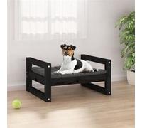 vidaXL Lit pour chien Noir 55,5x45,5x28 cm Bois de pin solide 821471 Noir G