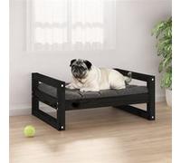 vidaXL Lit pour chien Noir 65,5x50,5x28 cm - Bois de pin solide Noir G
